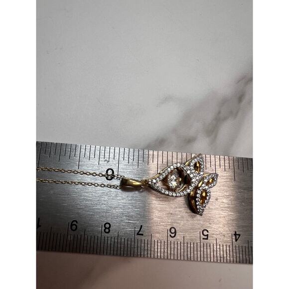 Butterfly CZ pendant in YG over sterling silver with 18 inch chain - Picture 5 of 13